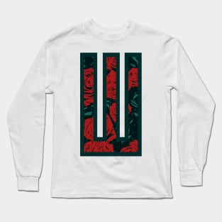 Modern Rose Floral Initial Name Alphabet - Letter W Long Sleeve T-Shirt